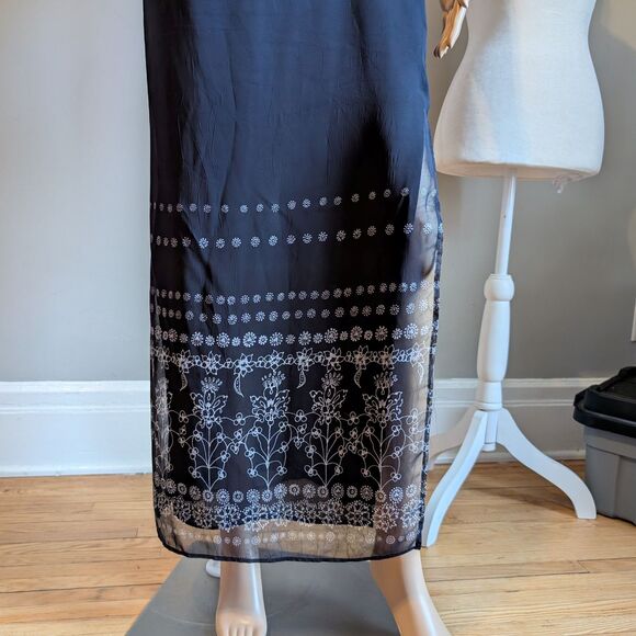 Vintage 1990s Rampage Slip Dress Floral Cottage Slit Whimsygoth Size 3 - Picture 14 of 16